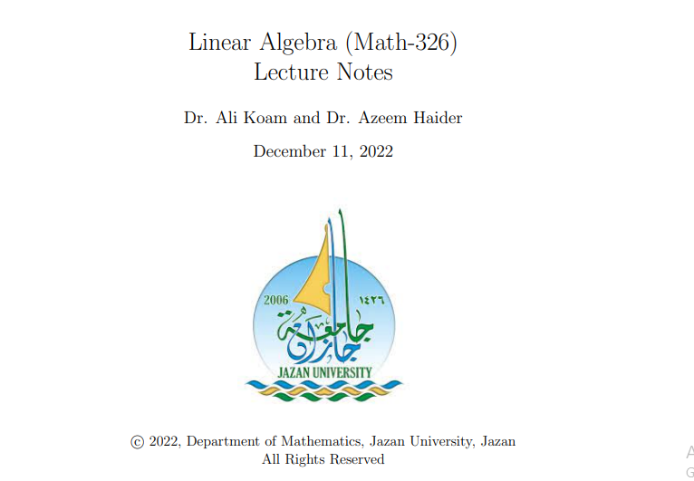 Linear Algebra (Math-326) جبر خطي